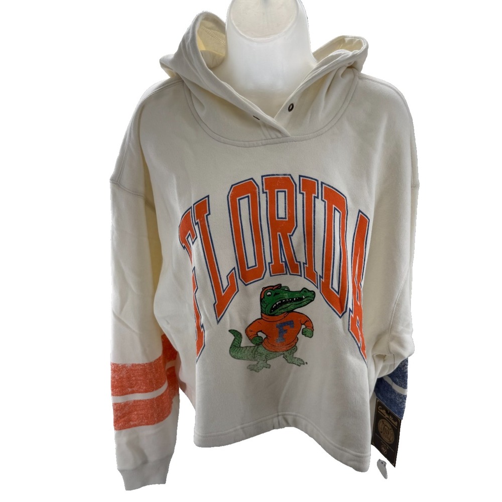 '47 Brand Florida‎ Gators Cropped Hoodie Cream Albert Alligator Womens XL NEW